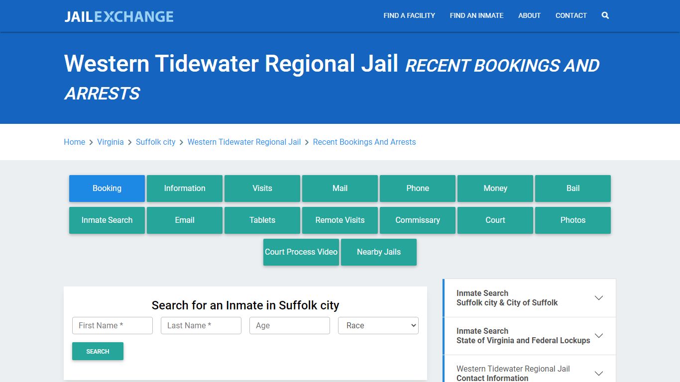 Western Tidewater Regional Jail Recent Bookings And Arrests