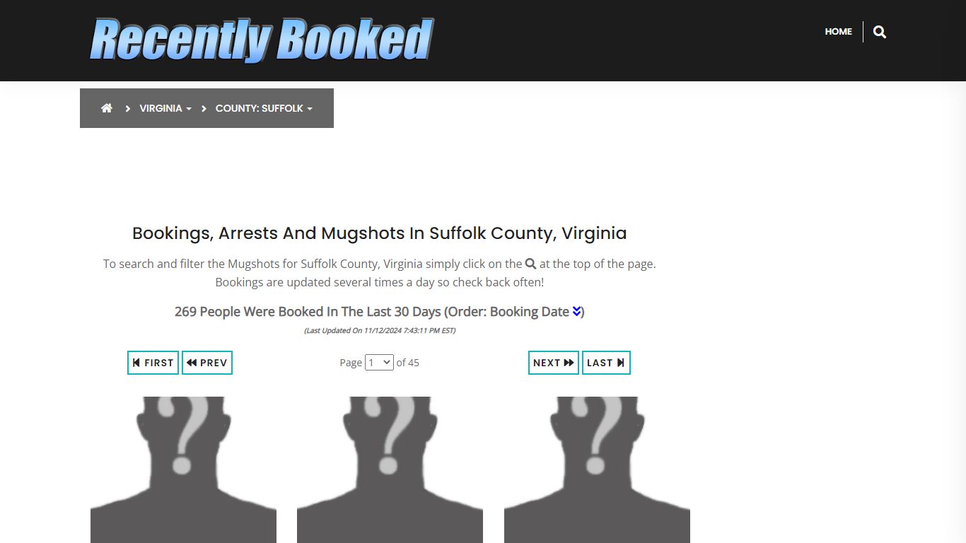 Bookings, Arrests and Mugshots in Suffolk County, Virginia