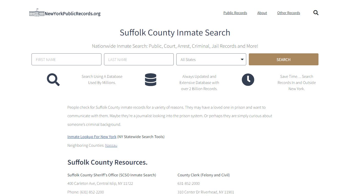 Suffolk County Inmate Search - SCSO Current & Past Jail Records